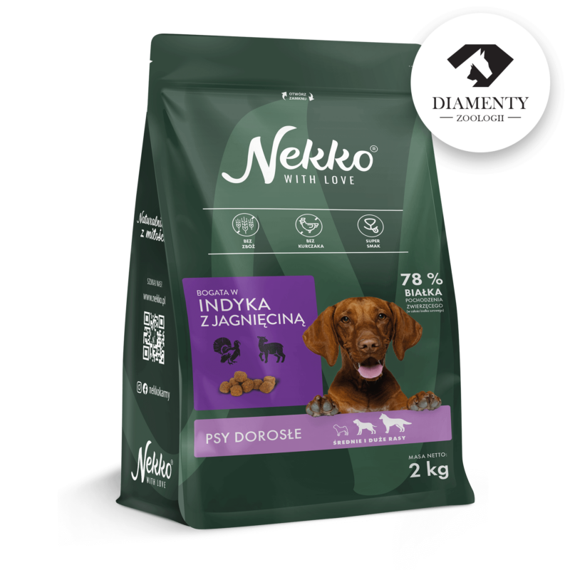 Nekko grain-free dry food for adult dogs of medium and large breeds rich in turkey with lamb