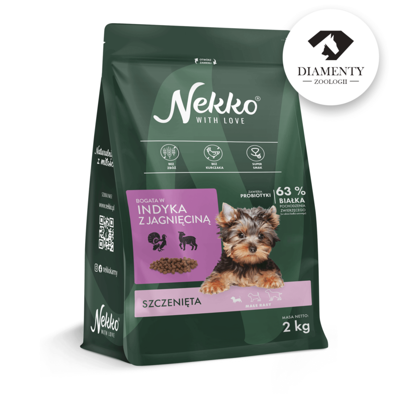 Nekko grain-free dry food for puppies of small breeds rich in turkey with lamb