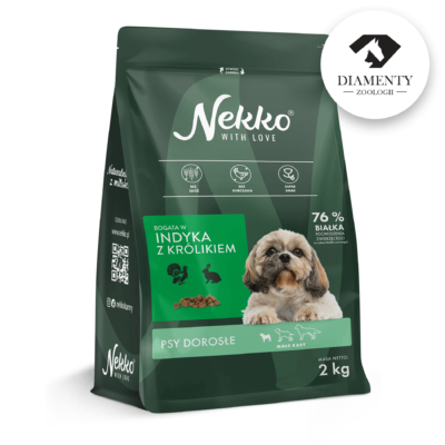 Nekko grain-free dry food for adult dogs of small breeds rich in turkey with rabbit