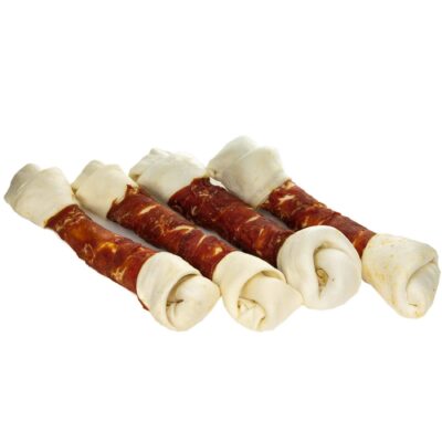 NEKKO DOG SNACKS – DUCK WRAPS RAWHIDE KNOTTED BONES 26 cm 500 g