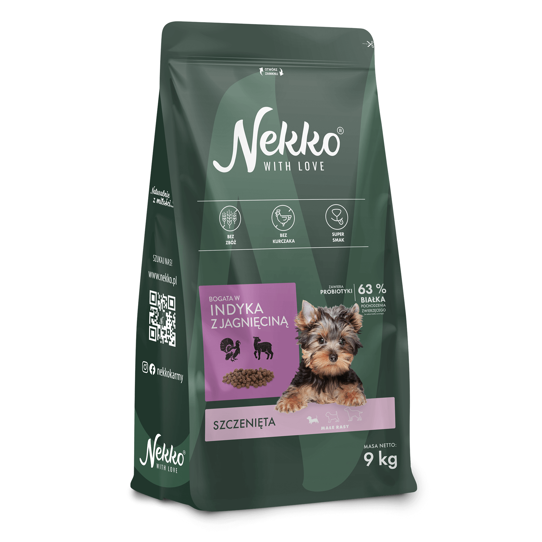 Nekko grain-free dry food for puppies of small breeds rich in turkey with lamb