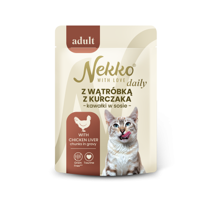 NEKKO DAILY ADULT – with chicken liver in gravy, pouch 85 g