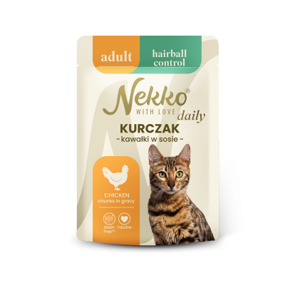 NEKKO DAILY HAIRBALL PREVENTION – chicken in gravy, pouch 85 g