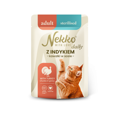 NEKKO DAILY ADULT STERILISED – with turkey in gravy, pouch 85 g