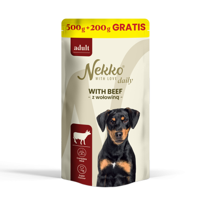 NEKKO DAILY ADULT WITH BEEF – pouch 500 g + 200 g GRATIS