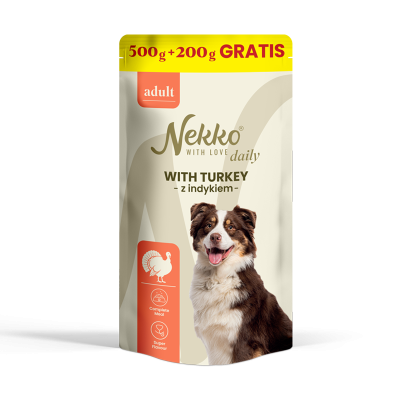 NEKKO DAILY ADULT WITH TURKEY – pouch 500 g + 200 g GRATIS