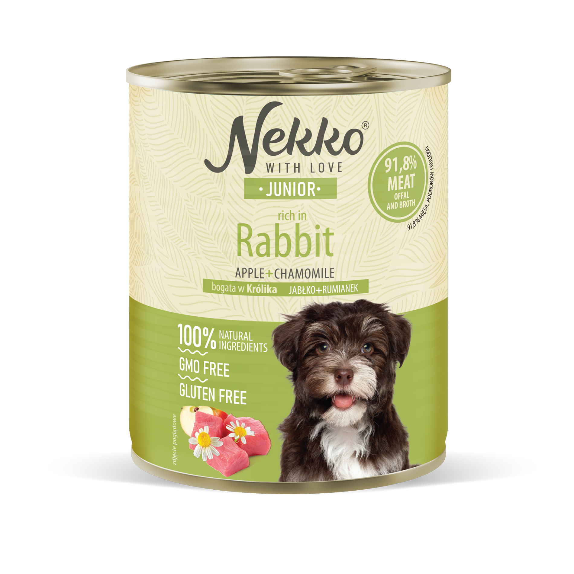NEKKO CANNED FOOD FOR JUNIOR DOGS, RICH IN RABBIT, APPLE AND CHAMOMILE