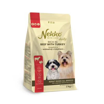 NEKKO DAILY dry food for adult dogs of all breeds, rich in beef and turkey